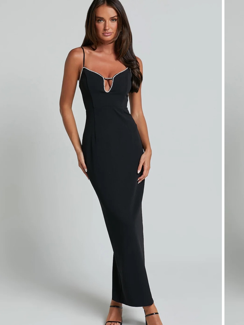 Showpo Felicity Midi Rhinestone detail sweetheart cut dress 🖤